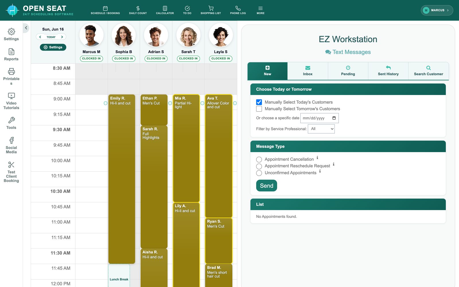 Text message tools for appointment reminders and confirmations